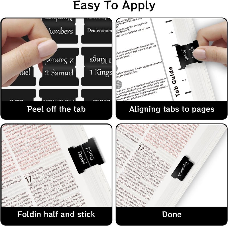 starboling Bible Tabs,Black Reposition Laminated Bible Tabs,Bible tabs for Men,Remove & Replace Bible Index Tabs,Easy to Read and Apply Bible Tabs for Women and Man（3Sets） - Image 4